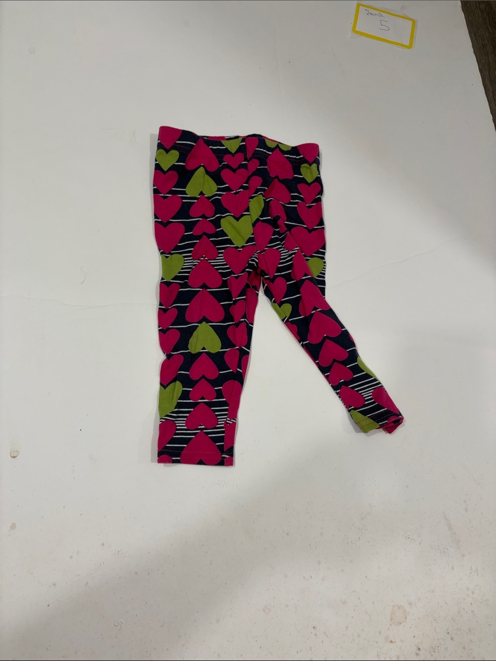 Girls Heart Print Leggings in Pink and Green
